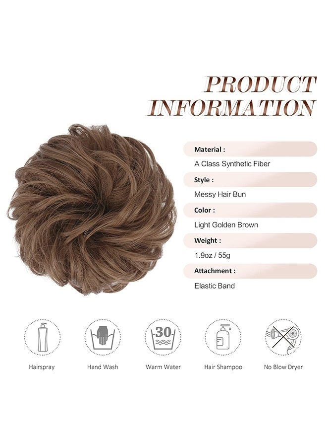 قطعة شعر فوضوية - شعر مكسور ومجعد مرن كبير وممزوج، وقطع شعر على شكل ذيل حصان، قطع شعر صناعية من الشينيون للنساء، كستناء متوسط - Image 2